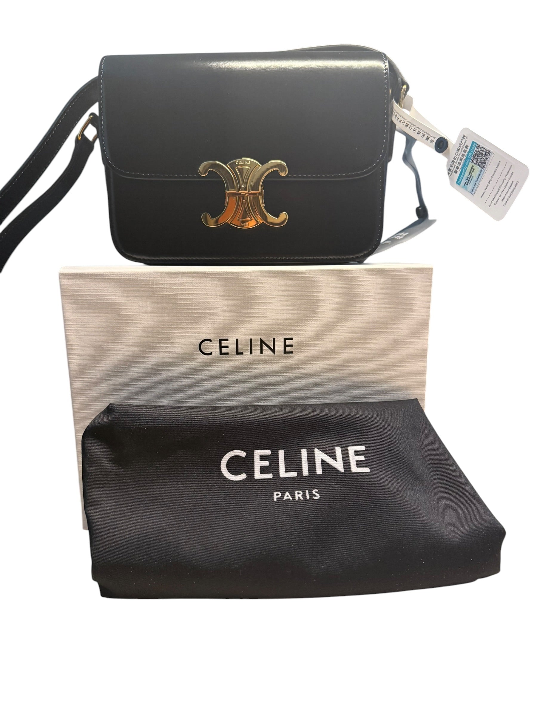 Authentic Black Celine Shoulder Bag Full Set- Pre-Owned